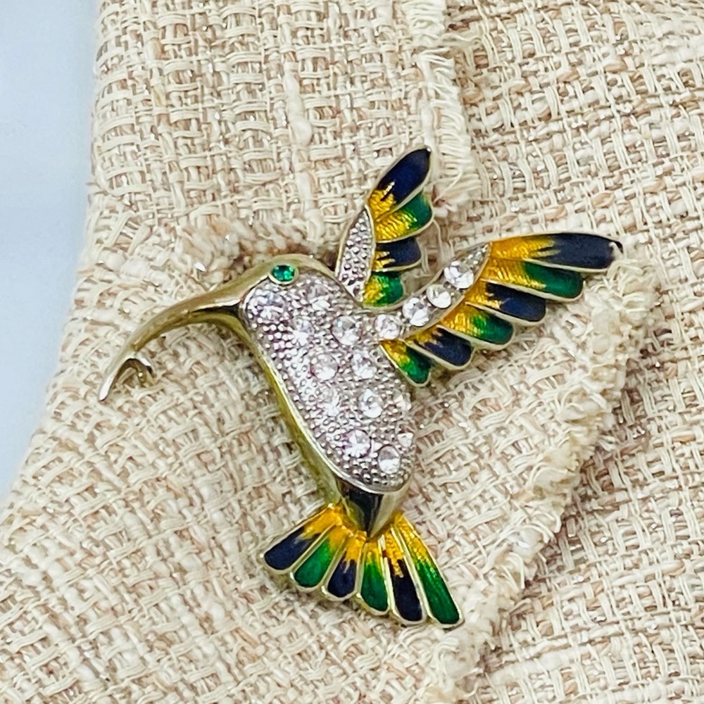 Hummingbird Rhinestone Brooch - Picture 1 of 2